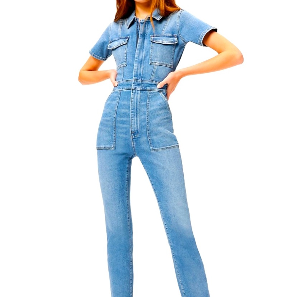 NWT - Good American Jean Jumpsuit Light-Medium Blue Size 1& 2 (3 new, 1 pre-own)